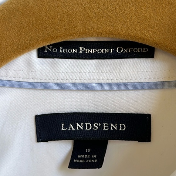 Lands’ End white no iron pinpoint Oxford button-down shirt, size 10 - Picture 4 of 6